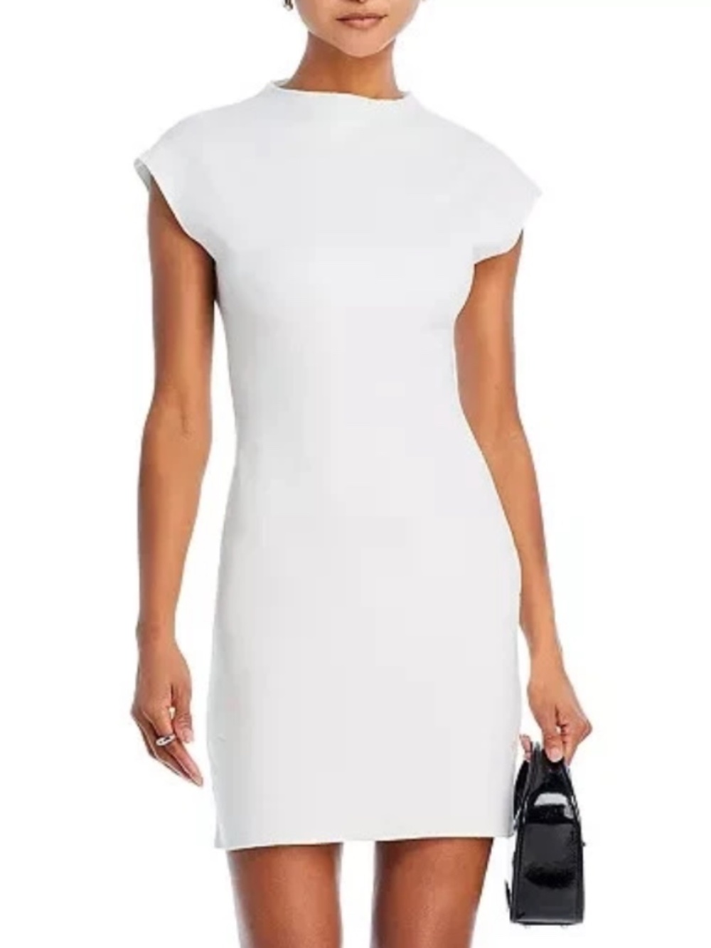 Aqua L67622 Womens White Ponte Knit Sheath Mini Dress Size M